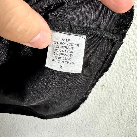 Bobeau black velvet burnout top womens XL geometric exposed zipper witchy grunge - Picture 6 of 8